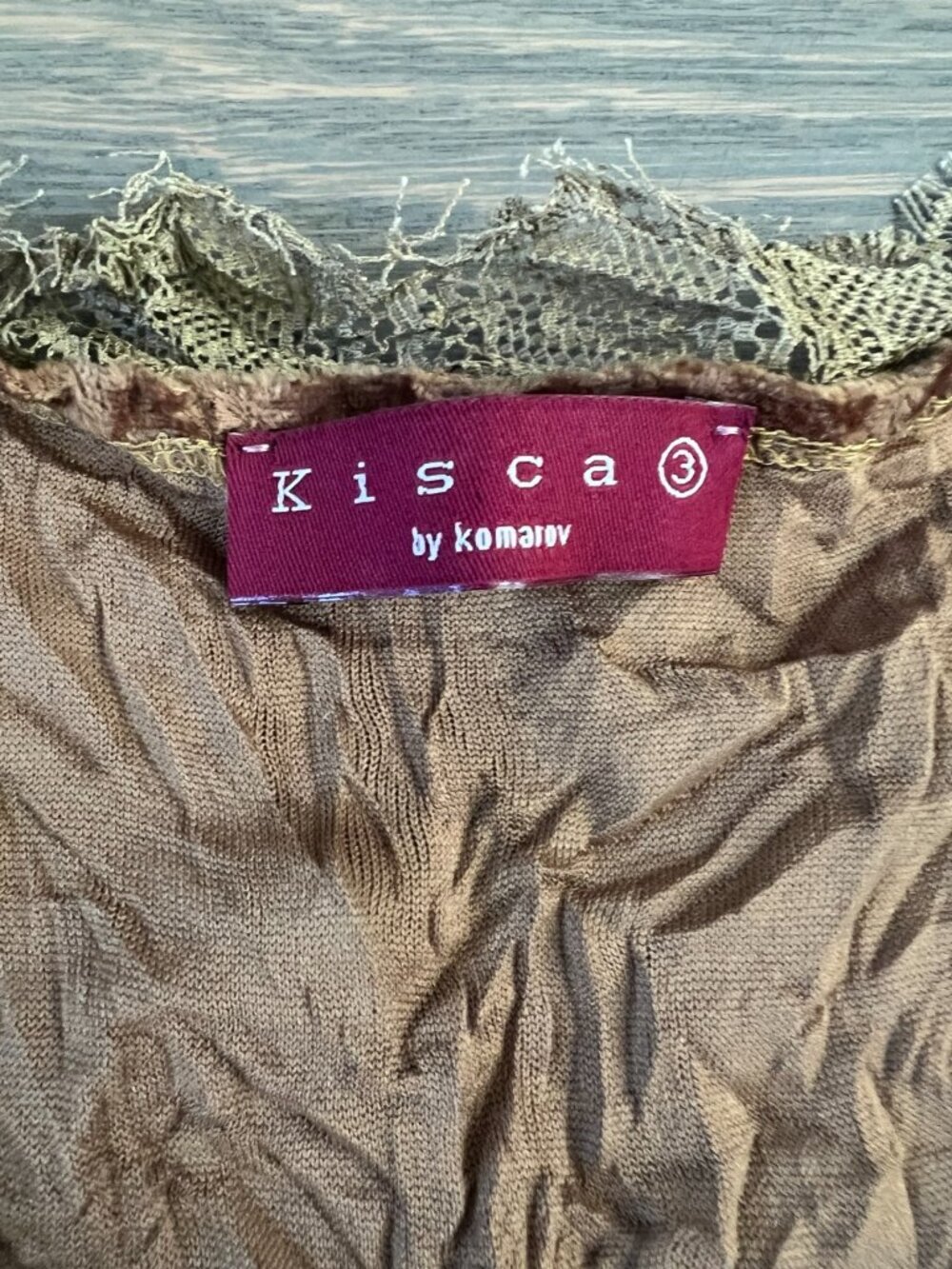 Vintage Y2K 90s Kisca by Komarov Crushed Velvet Lace Whimsigoth Long Sleeve Top - Picture 4 of 5